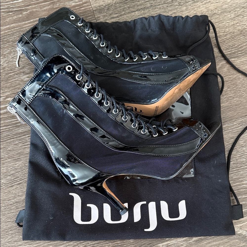 Burju Open Toe Lace Up Ankle Boots With Mesh For Dance And Street Wear